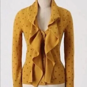 Moth Anthropologie Wool Polka Dot Cardigan Sweater